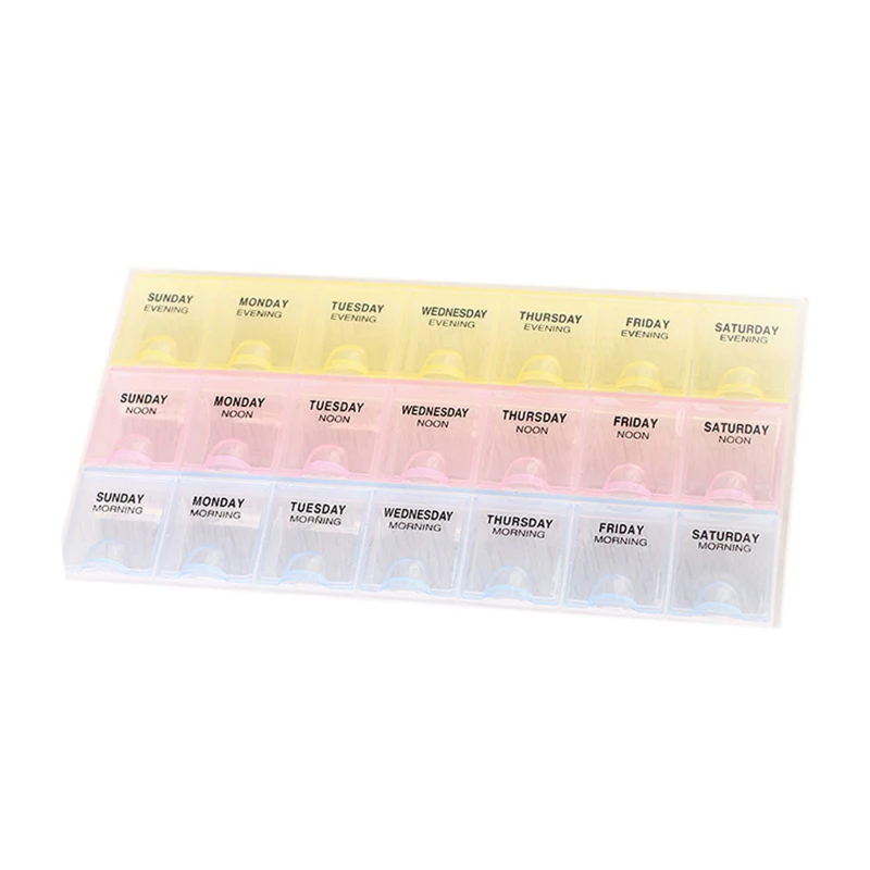 

Protable Mini Safety Pill Box Organizer Tablet Holder 21 Days Slot Weekly Medicine Container Organizer Case For Diet Pills Box