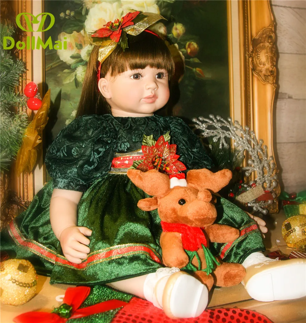 

New arrival 60cm Silicone vinyl adorable Lifelike reborn Baby Bonecas girl kid bebe doll reborn menina de silicone