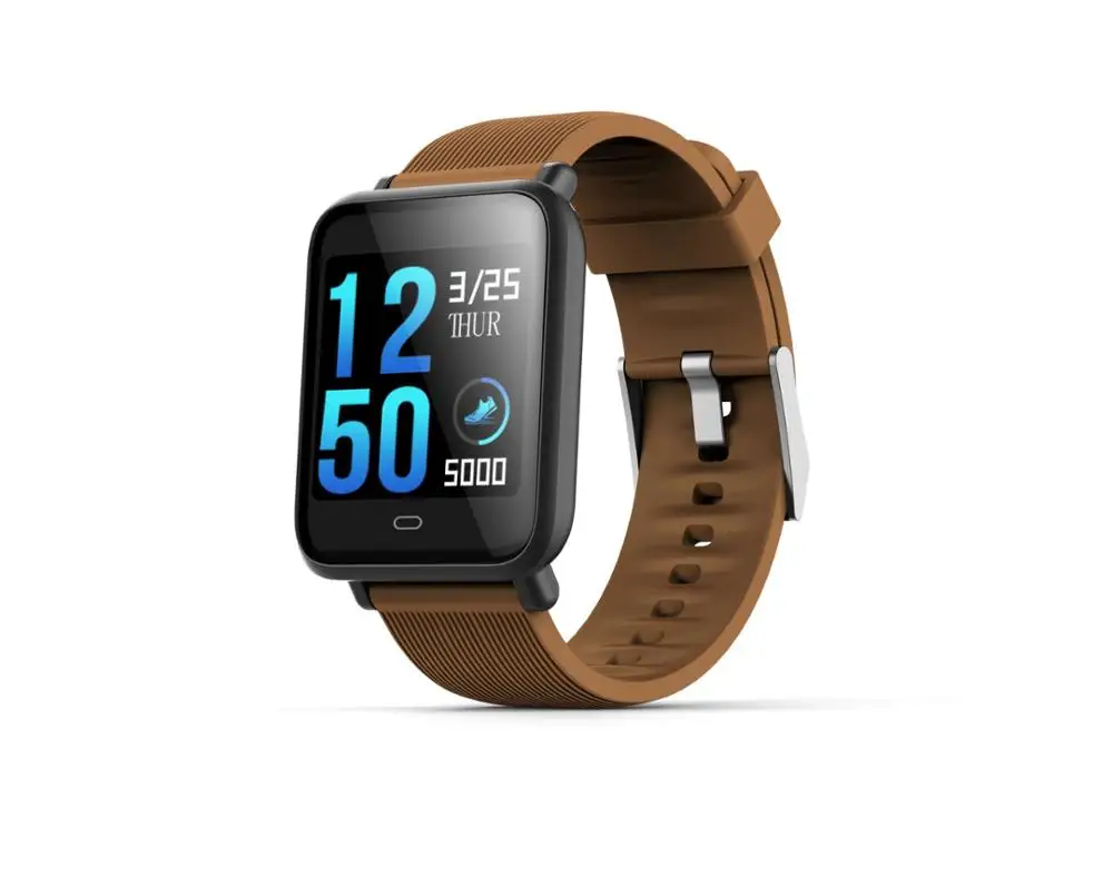 Модный бренд Q9 цветной экран Спортивный умный браслет Bluetooth часы пульсометр умный Браслет давление водонепроницаемый - Цвет: Кофе