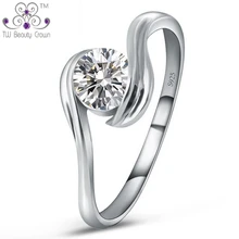 Auténtica Plata de Ley 925 Brillante Diamante Simulado Blanco Cúbicos Circón Anillos Para Mujeres Accesorios Femeninos de Corea de Señora Jewelry