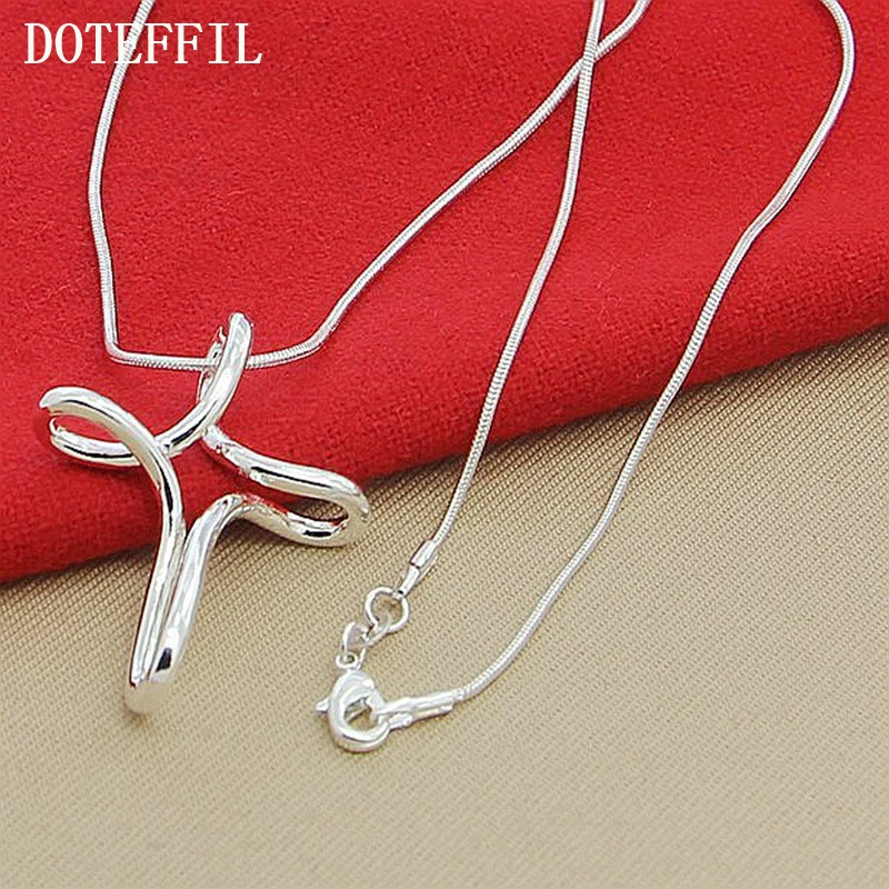DOTEFFIL 925 Sterling Silver Cross Pendant Necklace 18/20/22/24 Inch Snake Chain For Woman Fashion Wedding Engagement Jewelry - Image 2