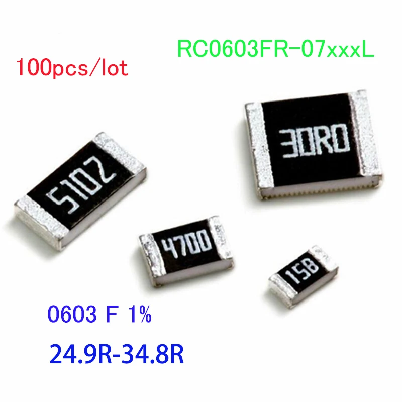 100 шт./0603 F 24.9R/25.5R/26.1R/26.7R/27.4R/28R/28.7R/29.4R /30.1R/30.9R/31.6R/32.4R/33.2R/34R/34.8R 1608/1% устойчивость |