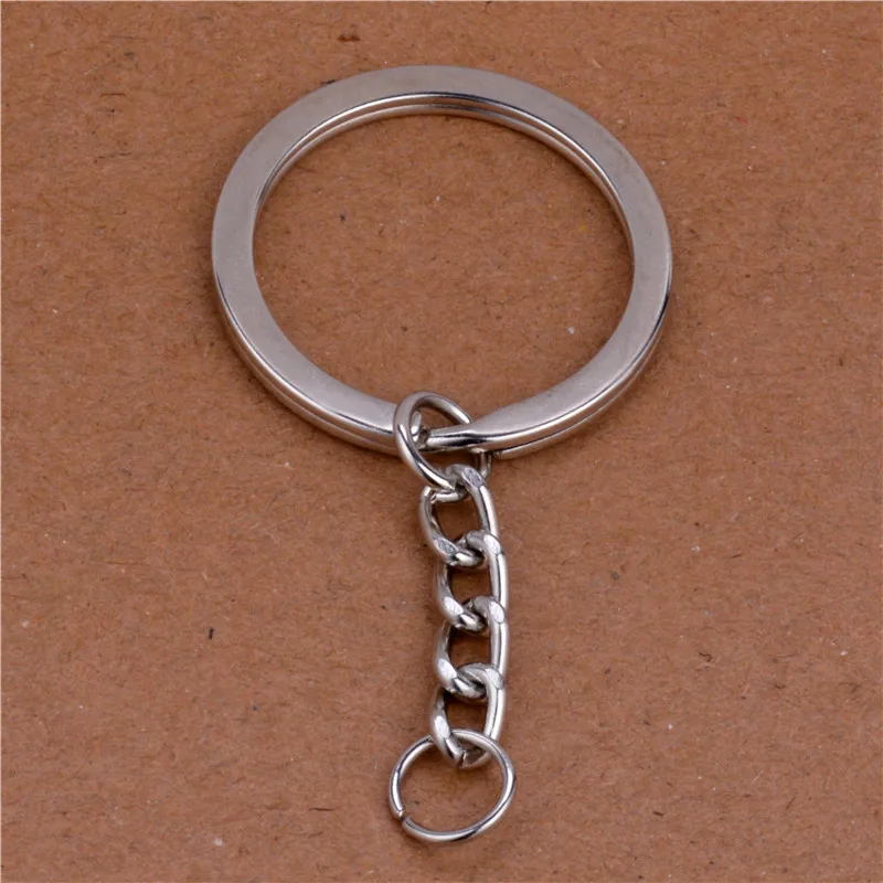 

10pcs 30mm Rhodium Color Keyring Keychain Split Ring with Short Chain Key Rings Women Men DIY Key Chains Accessories