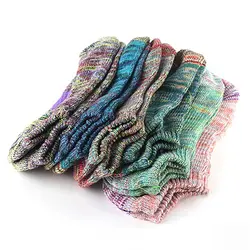Горячие Для женщин Этническая Хлопковые короткие носки зимние теплые Национальный стиль Цвет ful вязать носки (Цвет: разные цвета)