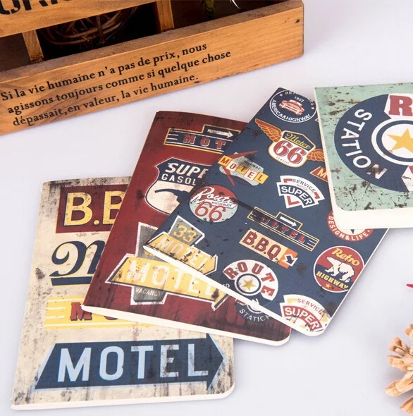 

1pcs/lot New Vintage America Logo series Kraft paper notebook 142*105MM journal Diary Notepad