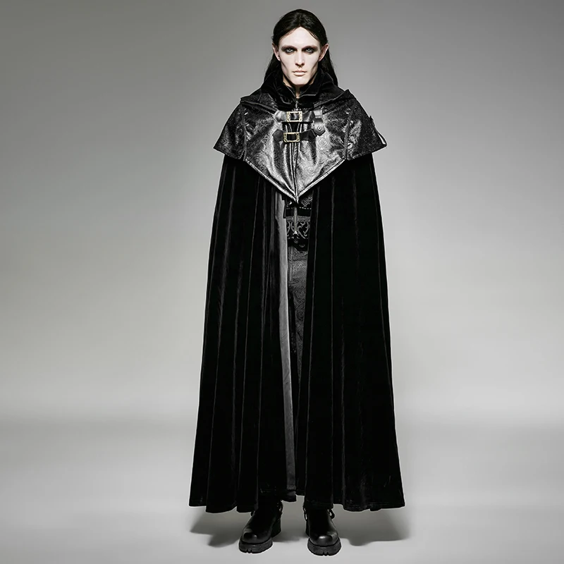 Steampunk Men Hoodie Cape Long Cloak Coats Punk Gothic Halloween Dark