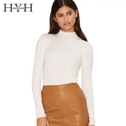 HYH haoyihui однотонные белые Для женщин свитер с длинными рукавами и высоким воротником краткое Пуловеры для женщин уличная Повседневное