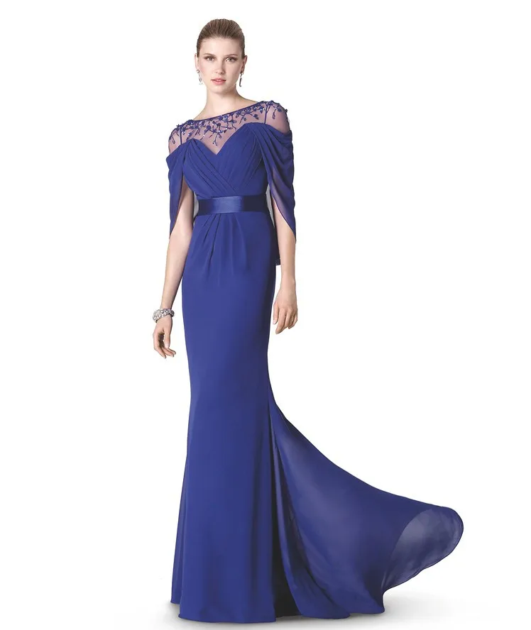 Blue Mother Of The Bride Dresses Beading Ombre Evening/prom Dress