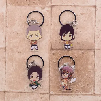 2019 Attack on Titan Keychain Double Sided Acrylic Key Chain Pendant Anime Accessories Cartoon Key Ring 5