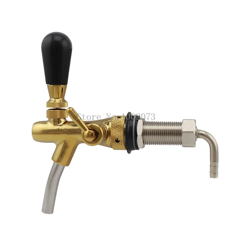 SS Golden Plating G5/8 Beer Faucet Adjustable Beer Heads Faucet Flow Control Switch 75mm Long Shank Homebrew Keg Tap Dispenser