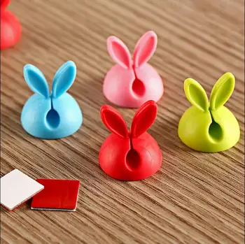 

Rabbit Ear Charging Cable Earphone Wire Organizer Clips Fixer Holder 100pcs/lot