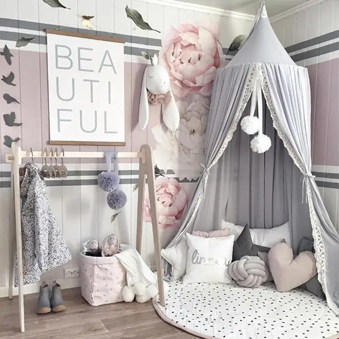 Однодверная купольная Кружевная Сетка-занавеска от насекомых детская кровать Декор детской комнаты