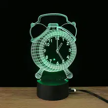 Hobbylan Будильник Форма 3D визуальная атмосфера светодиодный ночник лампа USB настольные лампы с сенсорной кнопкой, 7 цветов светодиодный светильник s