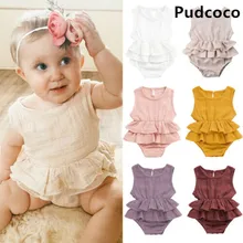 Одноцветное новорожденный малыш для маленьких девочек одежда без рукавов Комбинезоны Туту платье 1 шт Пляжный наряд