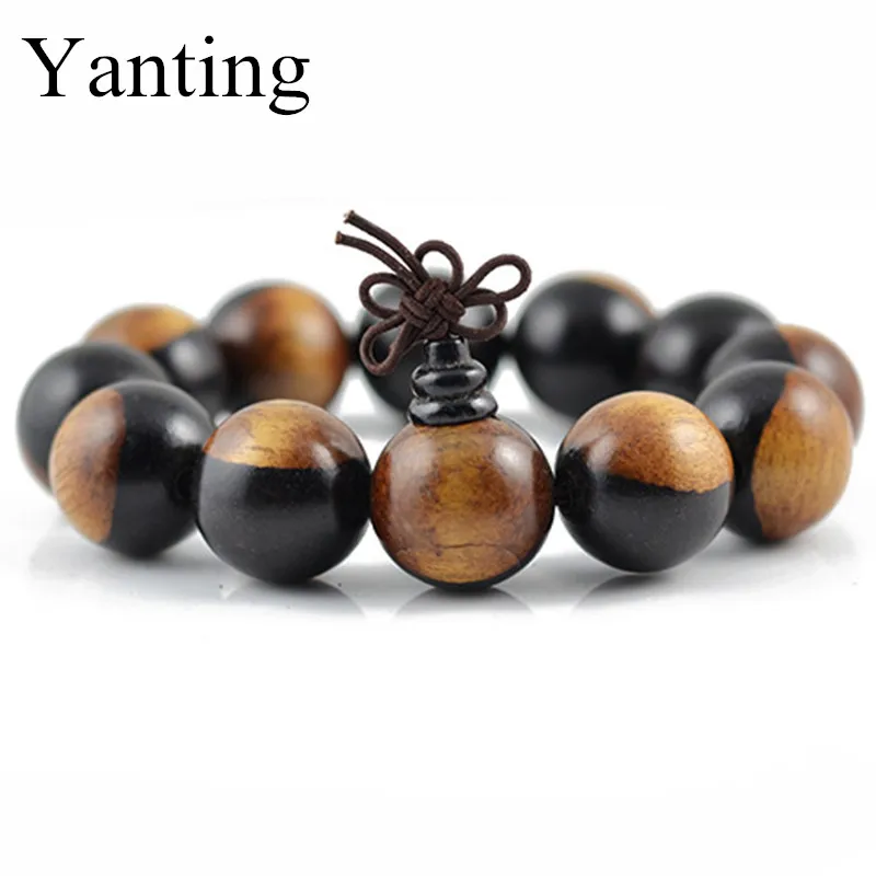 

High Quality Ebony Beads Bracelets 100% Natural Wood men's Bracelets fashion Jewelry for men charm bracelets new year gifts 0154