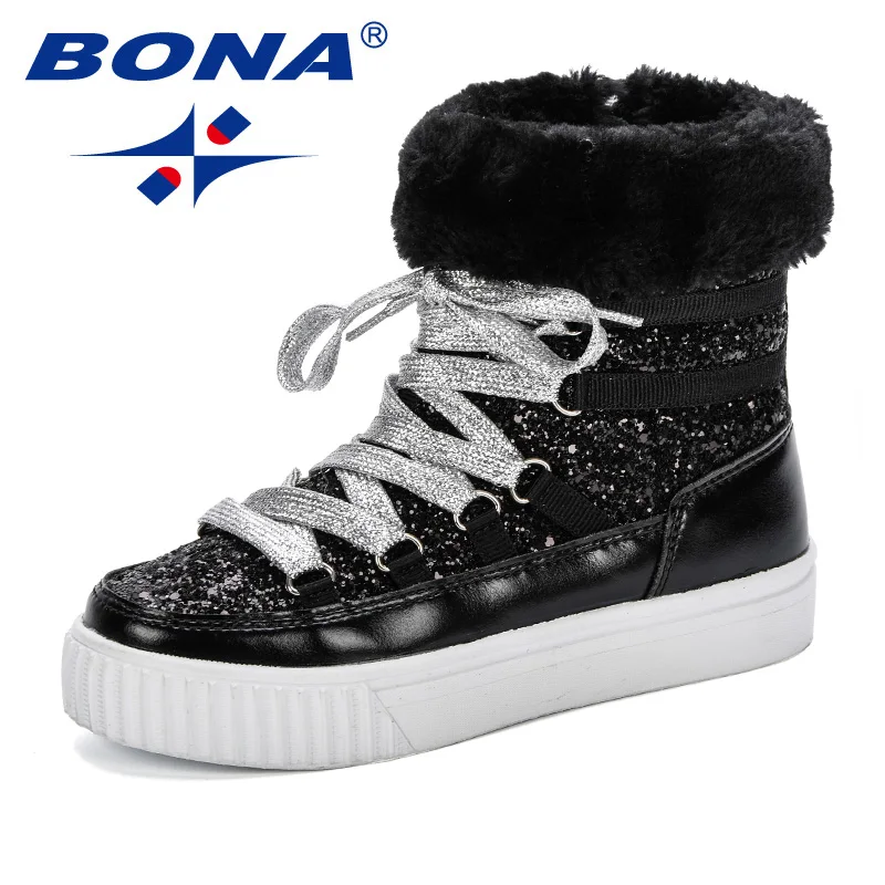

BONA New Arrival Hot Style Winter Children Boots Thick Warm Shoes Side Zippers Boys Girls Plush Boots Boys Snow Boots Trendy