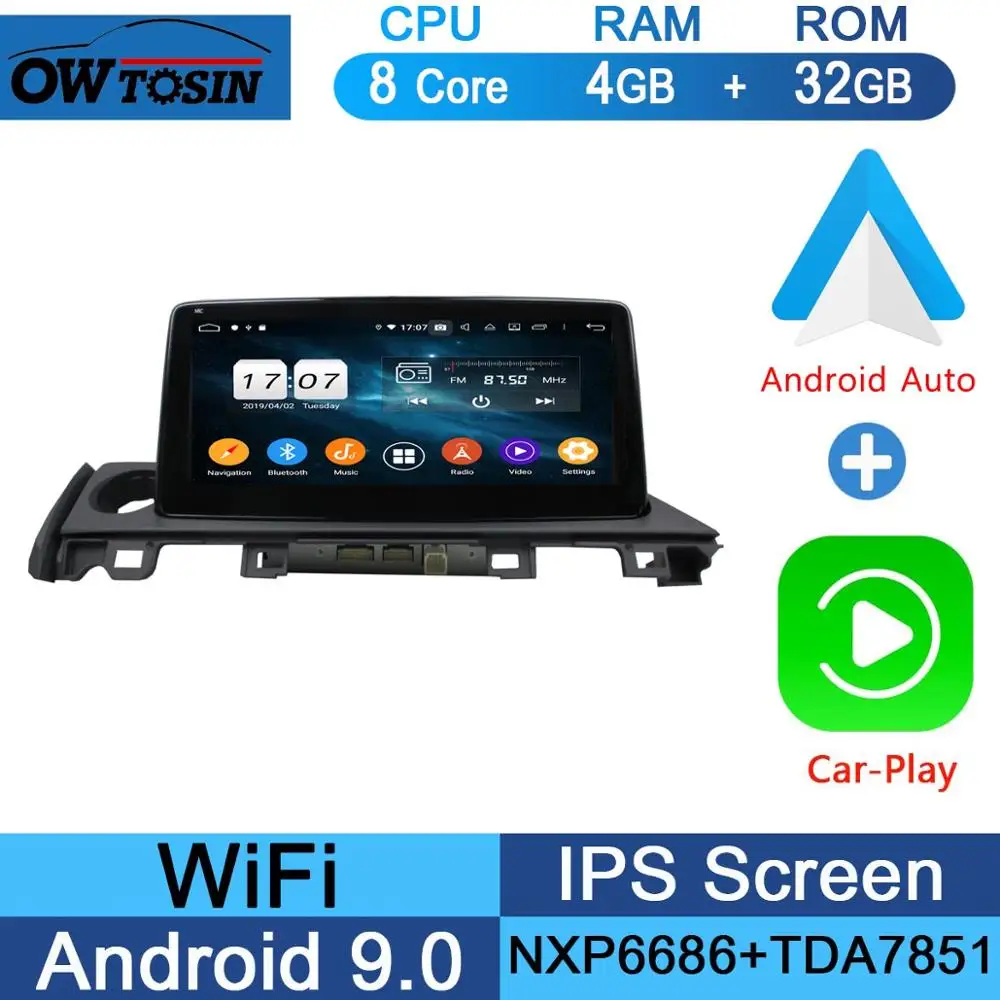 10.1" IPS Android 9.0 8Core 4G+64G ROM Car DVD Radio GPS For Mazda 6 III 3 GJ Atenza Mazda6 DSP CarPlay Parrot BT - Цвет: 32G CarPlay Android