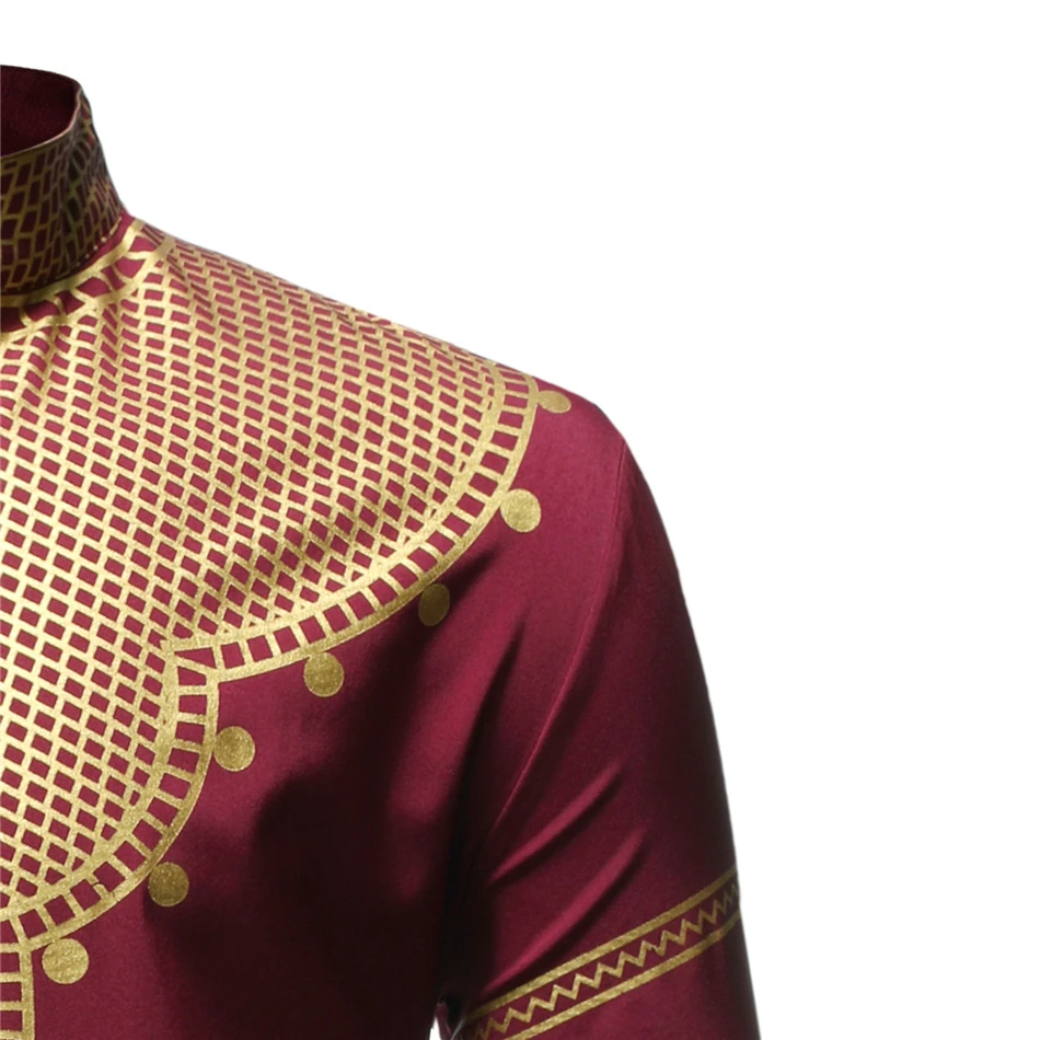 Черный Дашики Мужская рубашка 2019 Новая африканская модная одежда с богатым принтом рубашка с длинными рукавами Анкара Базен платья для