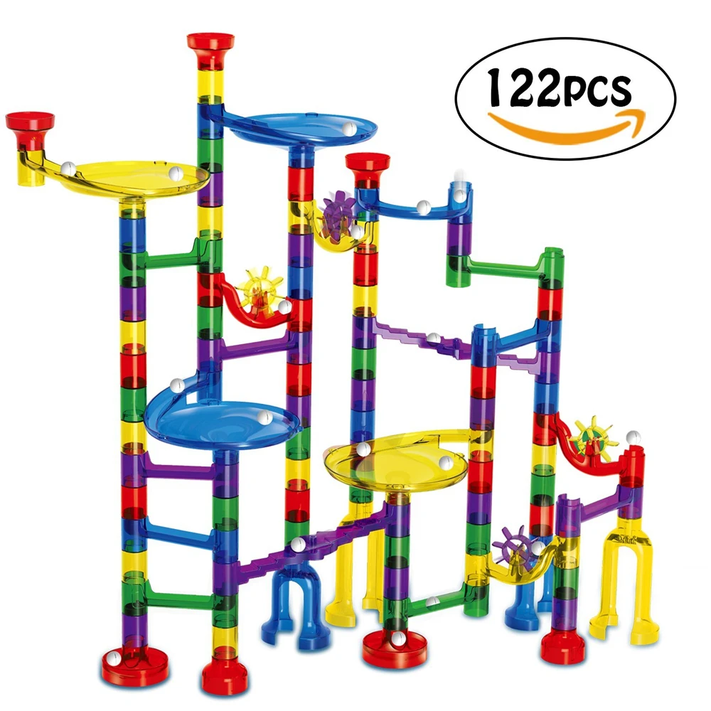 

122 Pcs Marble Run Toy Marble Game STEM Learning Toy, Educational Construction Building Blocks Toy, Marble Set Gift for Kids