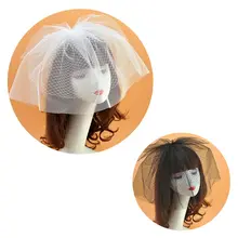 Женская свадебная вуаль шляпа одноцветная двухслойная ажурная сетка заколки для волос реквизит для фотографии коктейльный головной убор
