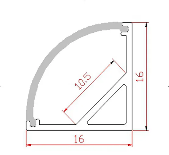 Быстрая Бесплатная доставка оптовая цена угловой профиль 1000 мм X 16 мм X 16 мм для шкаф освещение внутренней отделки 1 м/шт