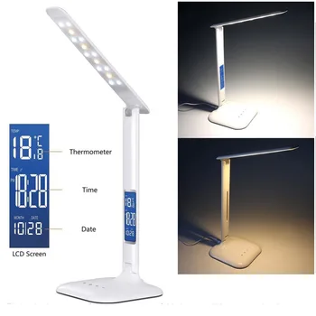 

Rechargerable Table Lamp Folding LED Desk Light Eye-caring Dimmable Touch Control LCD Calendar Reading Table Lamp for Kids
