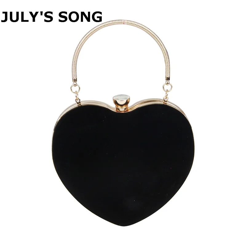 

Women Evening Bags Heart Shaped Diamonds Red/Black Chain Shoulder Purse Day Clutches Evening Bags For Party Wedding Banquet Bag