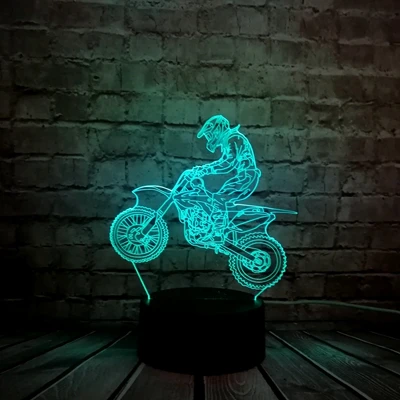 Новинка, светодиодный 3d-ночник, человек, езда, мото rcycle moto cykel, светодиодный свет, игровой автомобиль, 7 цветов, изменение, подарок для мальчика, декоративная игрушка для moto RC - Испускаемый цвет: 3