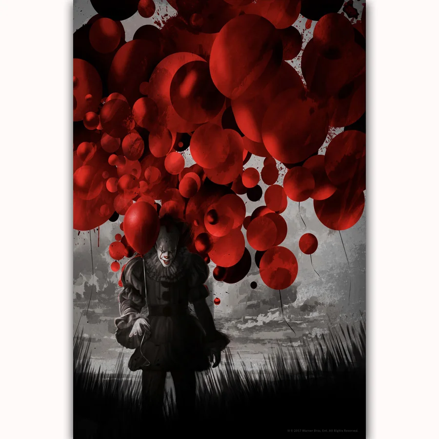 

MQ1800 2017 IT Movie Pennywise Stephen King Horror Film Hot Art Poster Top Silk Light Canvas Home Decor Wall Picture Printings