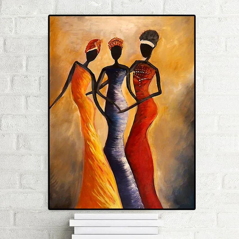 

Vintage African Black Woman Portrait Oil Painting on Canvas Posters and Prints Scandinavian Pop Art Wall Picture for Living Room