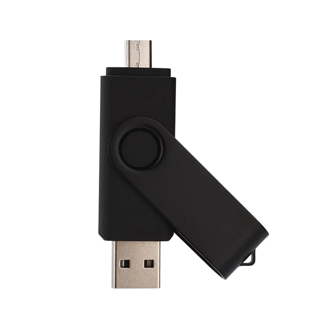 OTG USB флеш-накопитель 2,0, накопитель 128 ГБ, 64 ГБ, 32 ГБ, 16 ГБ, 8 ГБ, 4 Гб, вращающийся дизайн, карта памяти, флешка - Цвет: Black