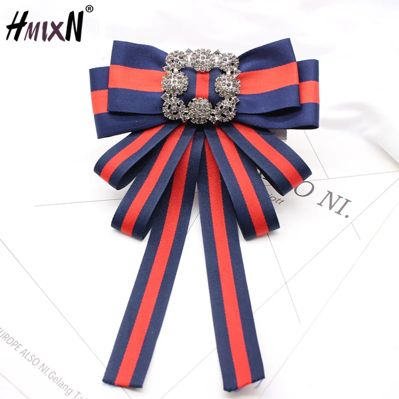 

New crystal Vintage Fabric Bow Brooches for Women Neck Tie Imported Material Wedding Party High Quality Clothing Accessories