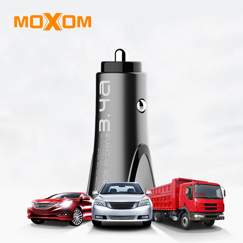 MOXOM البسيطة شاحن سيارة للجوال هاتف لوحي GPS 3.4A سريع شاحن سيارة-شاحن المزدوج USB سيارة مهايئ شاحن الهاتف في سيارة