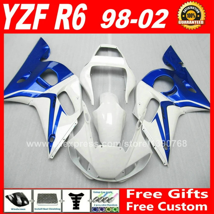 Fairing Kit For Yamaha Yzf R6 98 99 00 01 02 R6 Blue White Bodywork