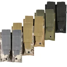 Многоцветная 9 мм нейлоновая 600D Тактическая MOLLE двойная прикрепления посылка Molle двойной пистолет Mag подсумок закрывающийся чехол для