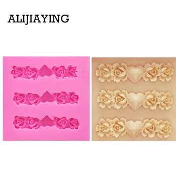 

M0080 Heart Sweet Love Rose Flower 3D Silicone Mold Fondant Cake Chocolate Mould Polymer Clay Molds DIY Baking Tools