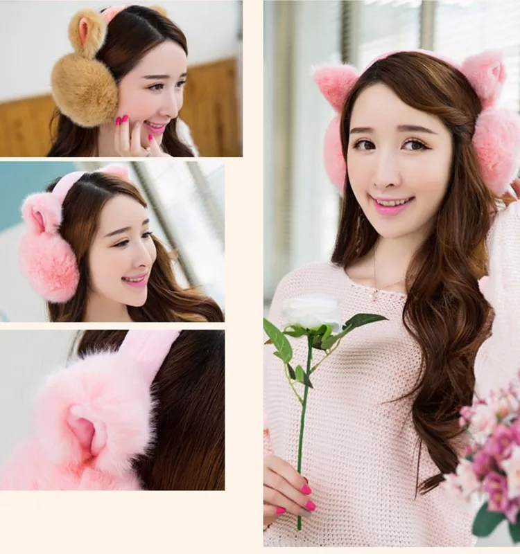 SuperB&G плюшевые Женская зимняя обувь Earmuff теплый наушники для девочек наушники искусственного меха кролика уха дизайн защита ушей наушники