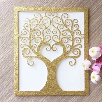 

100Pcs/Lot Laser Cut Tree Design Invitation Card Romantic Wedding Invitations Greeting Card Birthday Party Decorative Gift Card