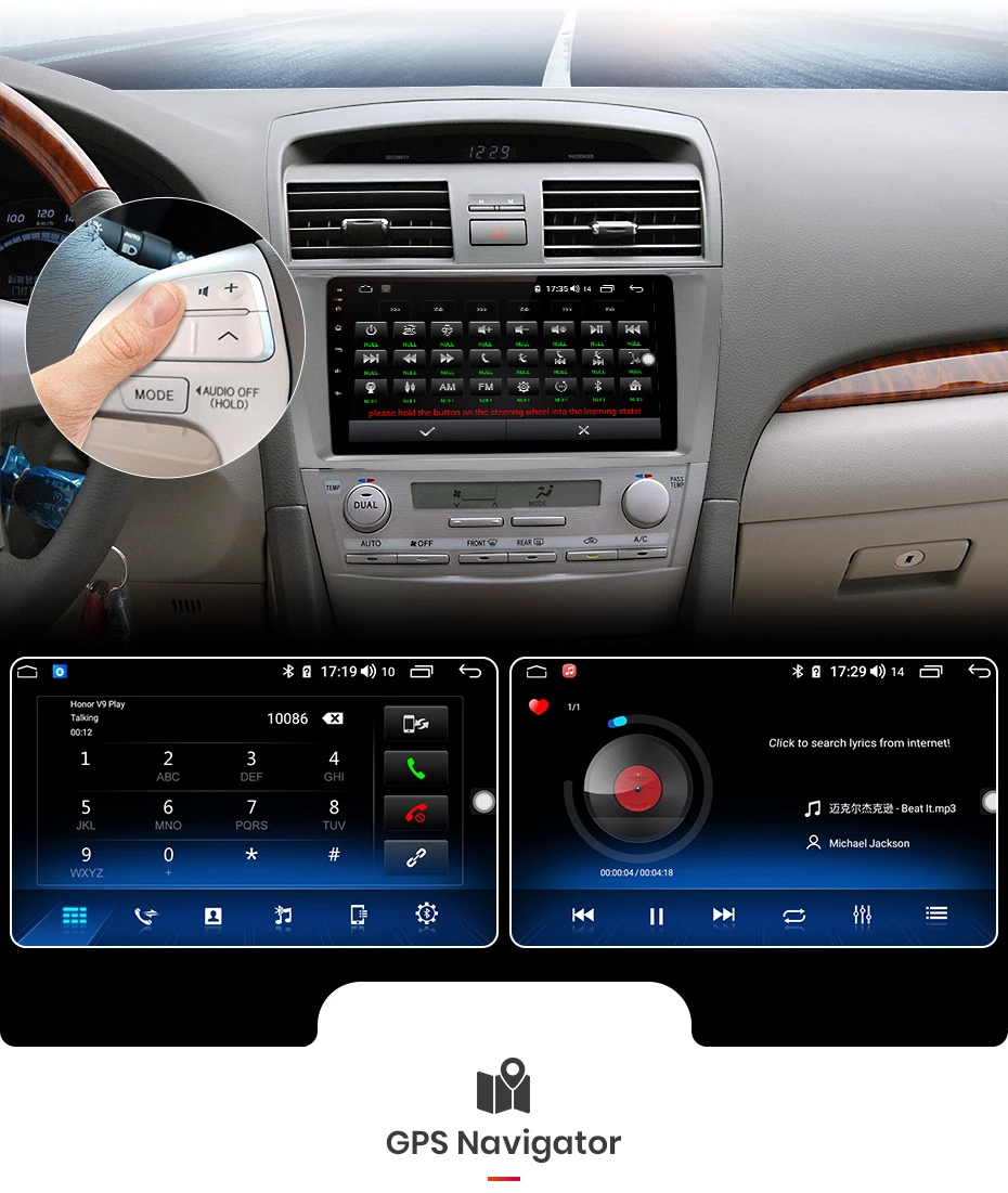 Top AWESAFE 2 Din 4+64GB Car Radio 9" HD Multimedia Player  GPS Touch Screen Auto audio Car Stereo For Toyota Camry 40 50 2007 2008 10