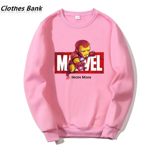 Marvel из мультфильма "Железный человек" Забавный принт Kpop хип хоп Crewneck