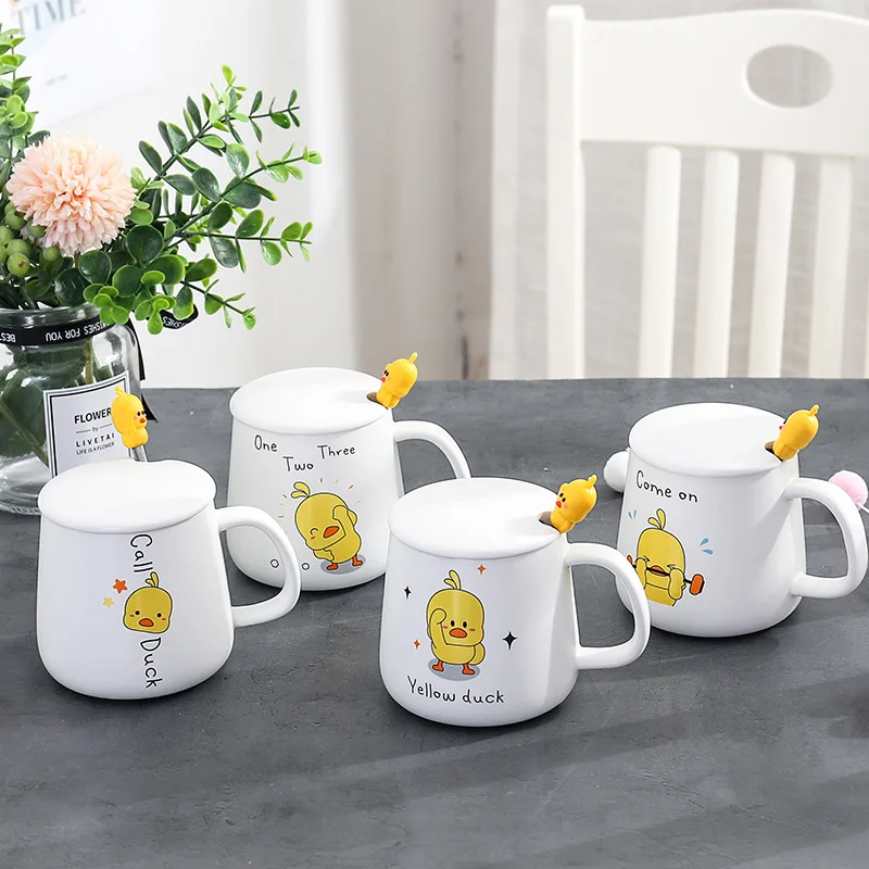 

Cute Mug Cup Coffee Cups Tazas De Ceramica Creativas Travel Taza Cafe Little Yellow Duck Milk Mugs Cartoon