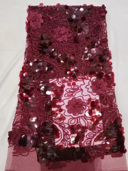 

African French Sequins Lace Fabric 2019 African Tulle Lace Fabric High Quality Nigerian Sequins Lace Embroidered Wedding Fabric