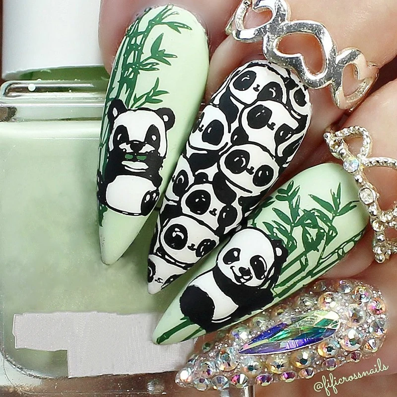 BeautyBigBang Nail Stamping Plates NEW 6*12cm Nail Art Plate Cute Panda Pattern Rectangle Stamp For Nail Polish BBB XL-014