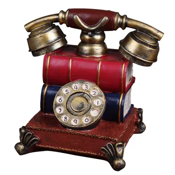

Retro Resin Telephone Figurine Piggy Bank Vintage Coin Bank Phone Birthday Gift Coffee Shop Decor P7Ding