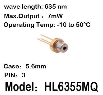 2-20 шт./лот HL6355MQ 635nm 7 МВт 5 6 мм 3-контактный-10 до 50C рабочий лазерный диод |