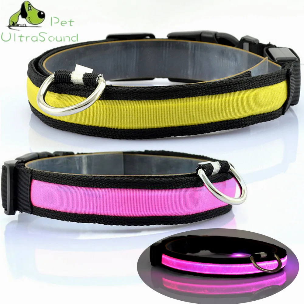 

Nylon LED Pet Dog Collar Light Up Dog Leash Collar Night Safety Brand Flashing Adjustable glow in the dark Pet Supplies Dropship