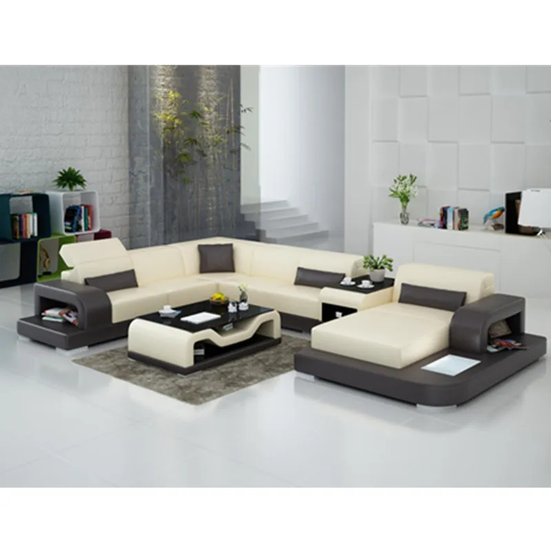 10years warranty modern top Two tone latest corner real leather sofa