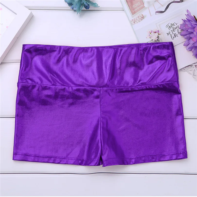 iEFiEL Kids Girls Shiny High Waist Dance Shorts Bottoms Activewear Yoga Sports Workout Gym Gymnastic Dancing kids shorts