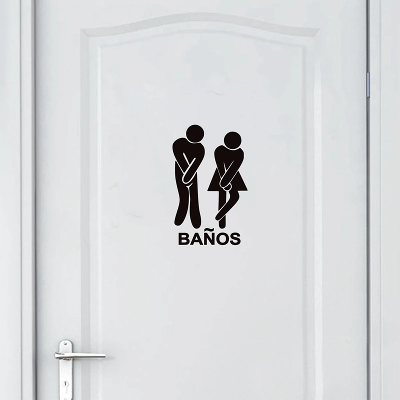 

Spanish Version Funny Bathroom Toilet Stickers , Banos Sign Vinyl Decal Sticker For Spanish Toilet Door Decor