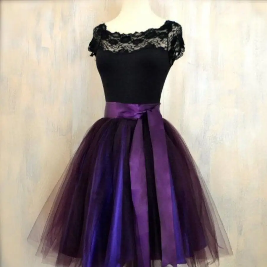Рождество нарядные юбки Высокая талия Новый Темно-фиолетовый взрослых юбка-пачка для женщин Тюлевая юбка внутри Свадебные талии юбка